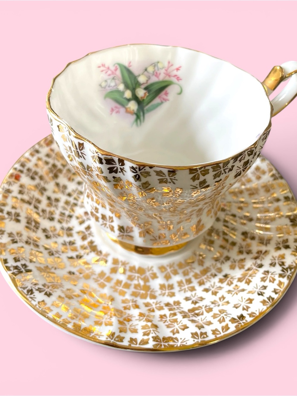 Queen Anne bone china cup and saucer, pattern 393